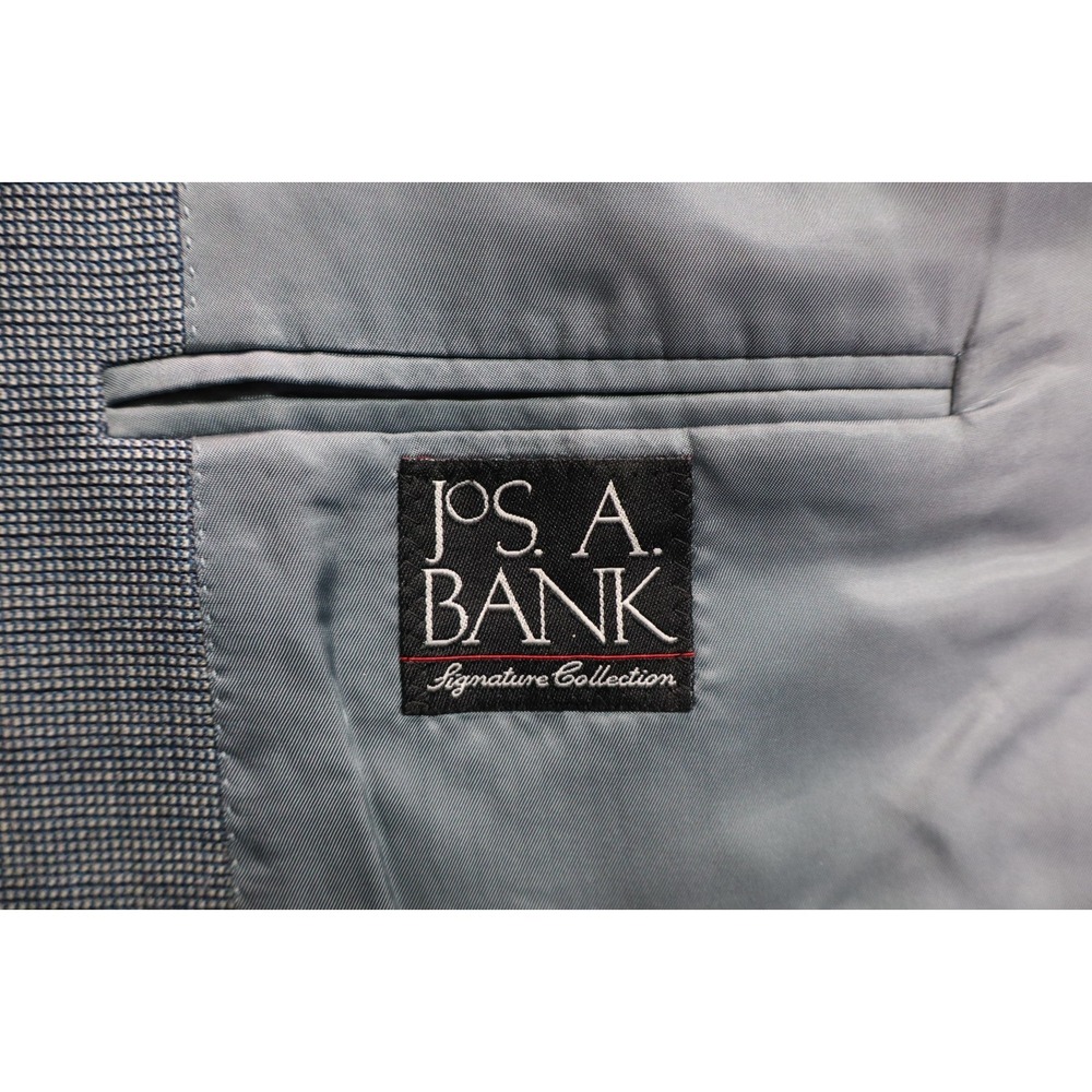 Jos A Bank 46L Blue‎ Birdseye 100% Wool Mens Suit Jacket Sport Coat Nailhead - Picture 7 of 10